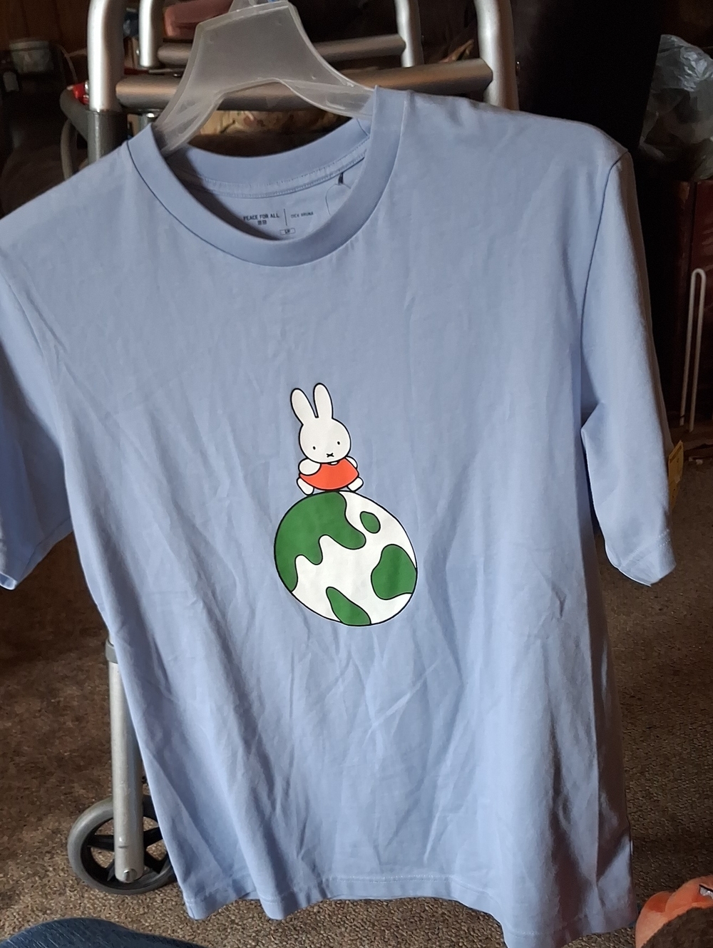 Kids Light Blue Graphic Tee with Bunny Planet